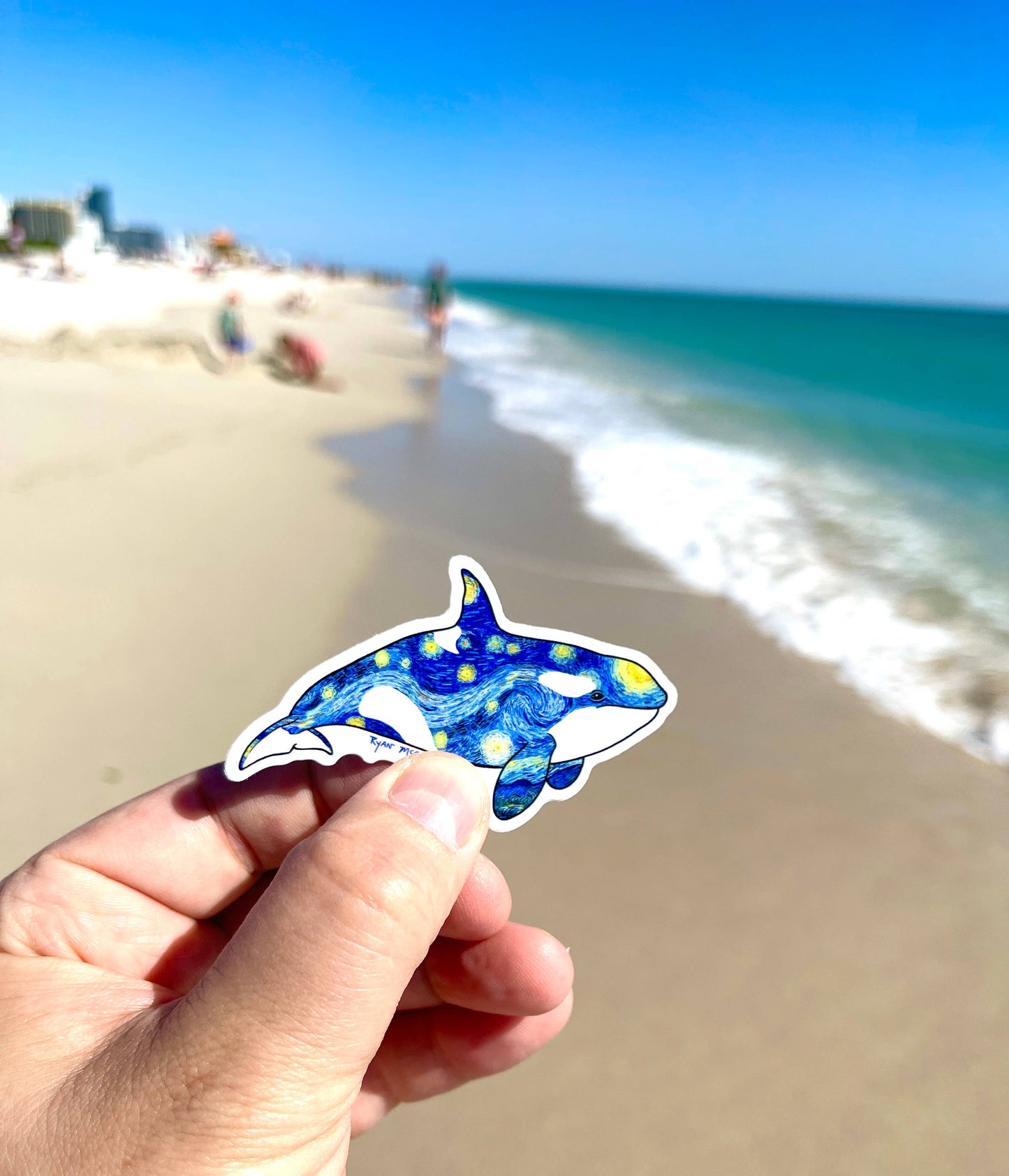 VINYL STICKER: Van Gogh's Starry Night Orca