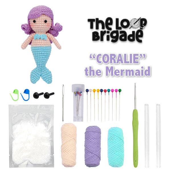 The LOOP Brigade: DIY Crochet Plush Toy Complete Kit For Beginners - Coralie the Mermaid