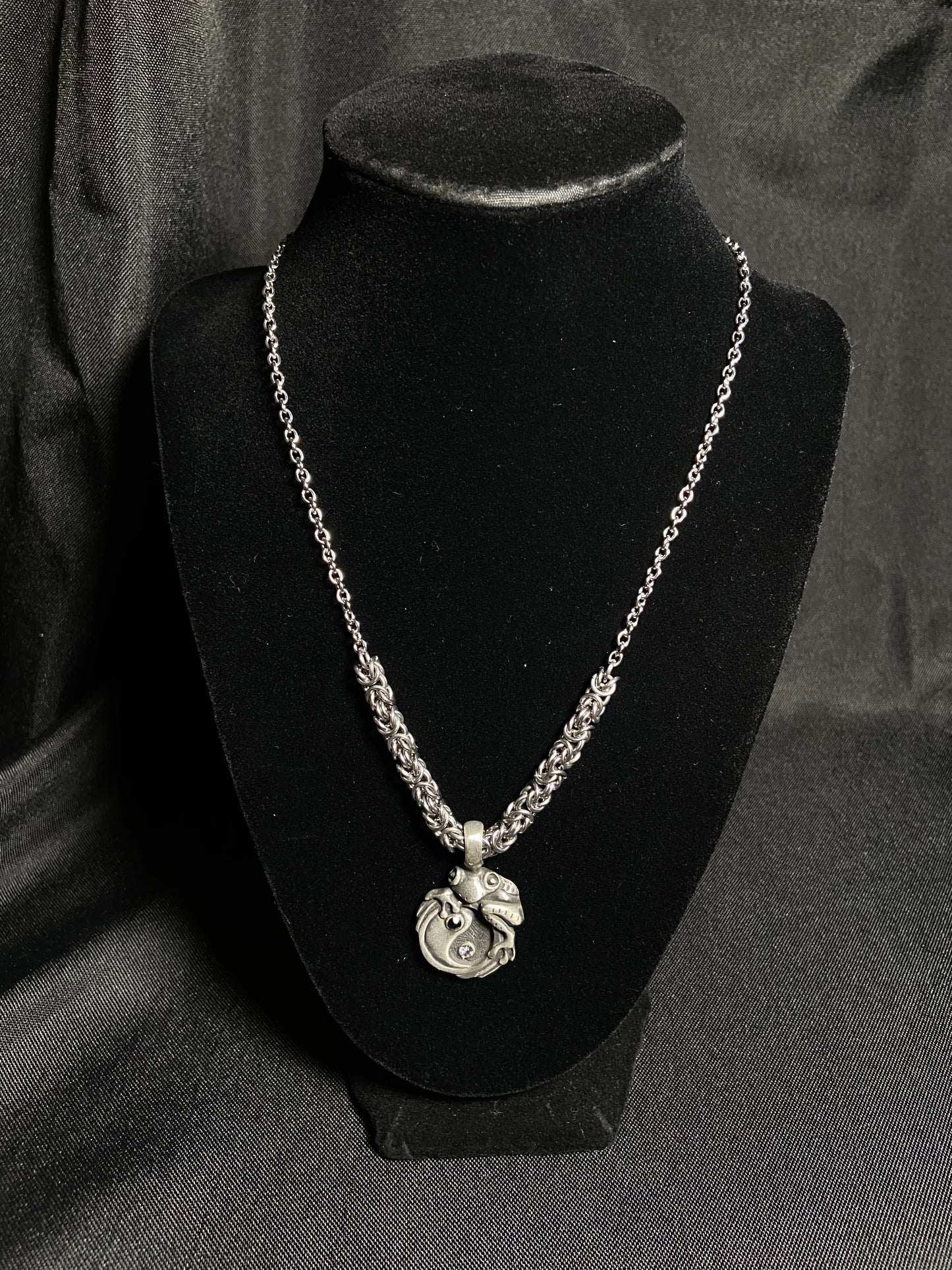 Stainless Steel Frog Ying and Yang Necklace