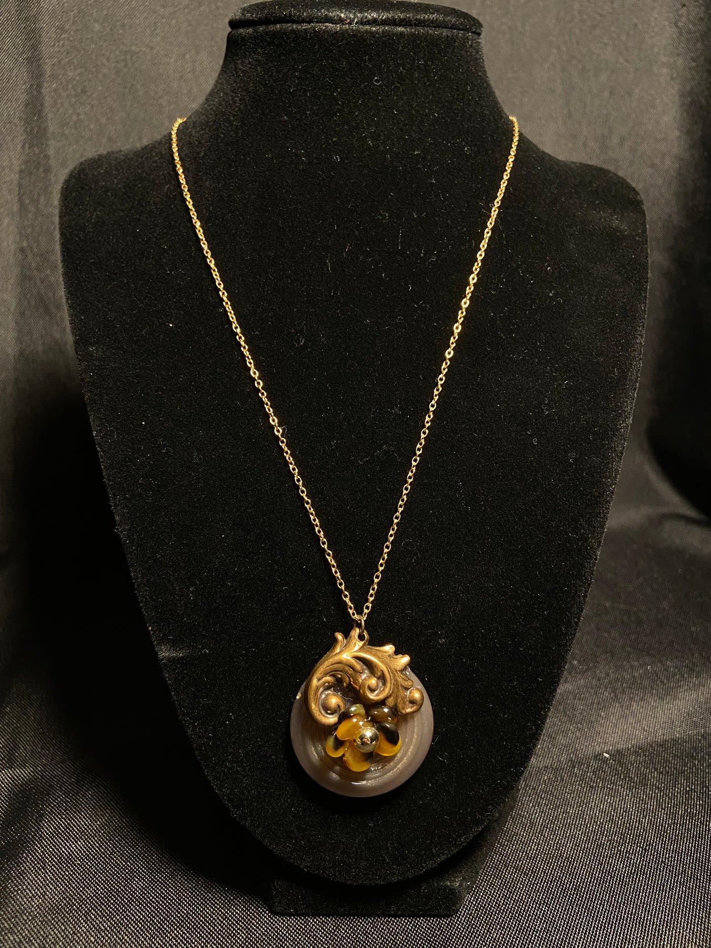 Green and Gold Button Necklace