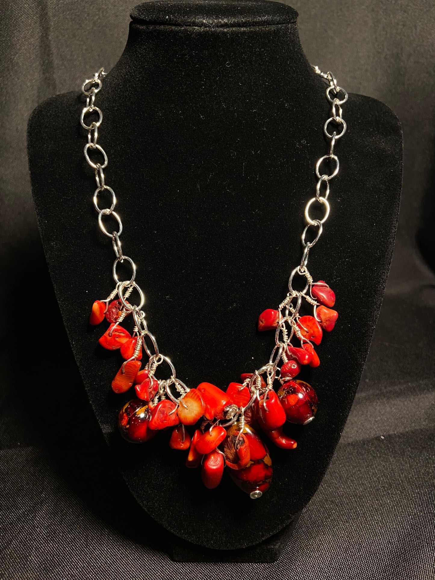 Red Coral Pieces Necklace