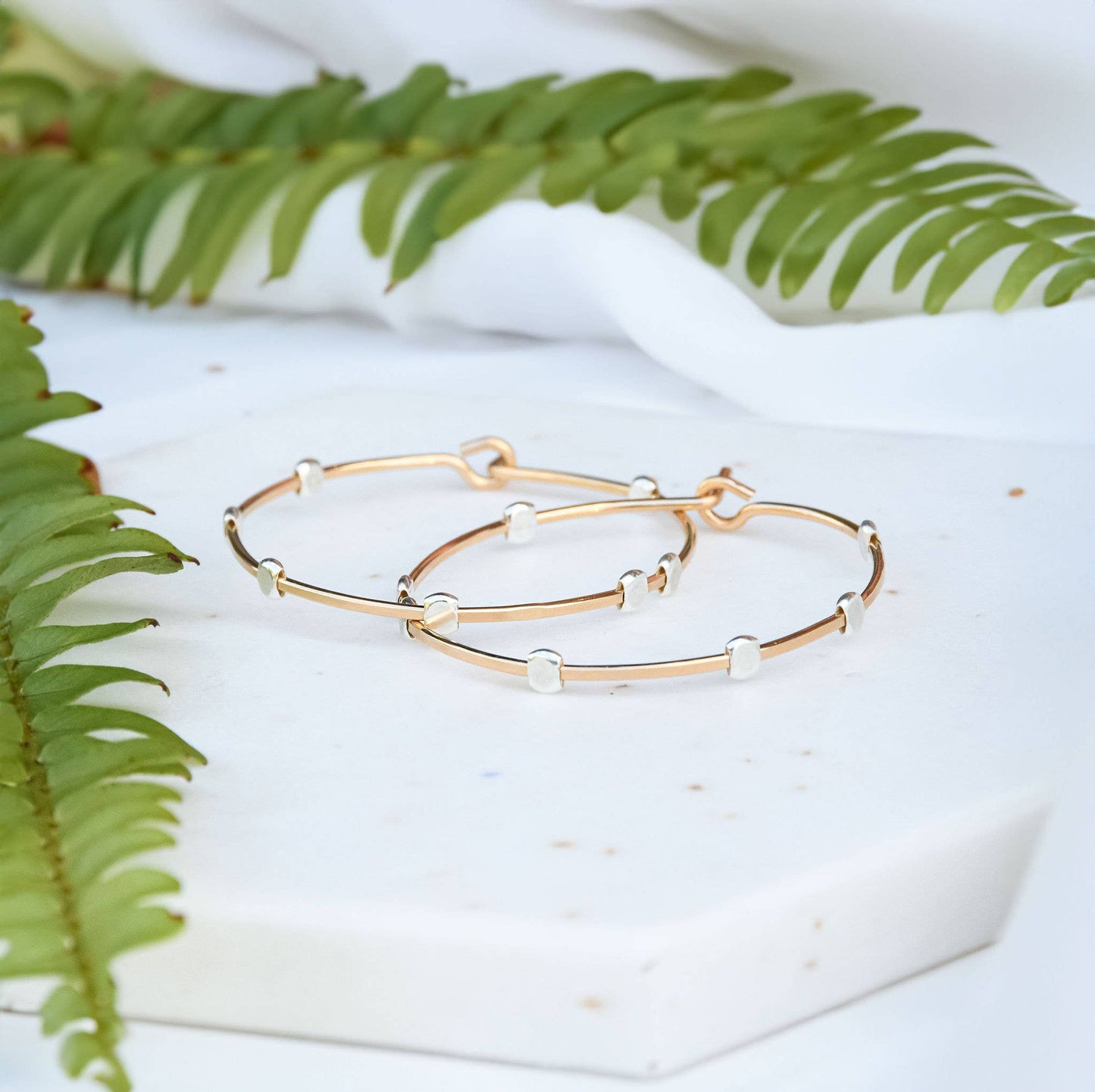 Cosmos Gold & Silver Dotted Circle Minimal Hoop Earrings