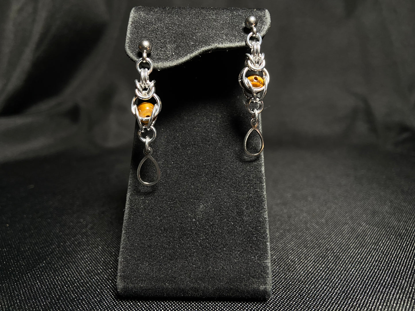 Tiger Eye-Drops with Charm Earrings