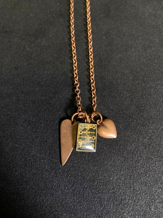 Copper Necklace with Three Charms