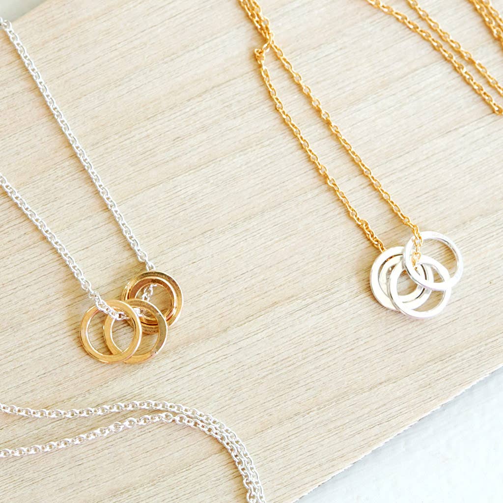 Cluster Necklace - Gold Filled Chain Sterling Silver Circles