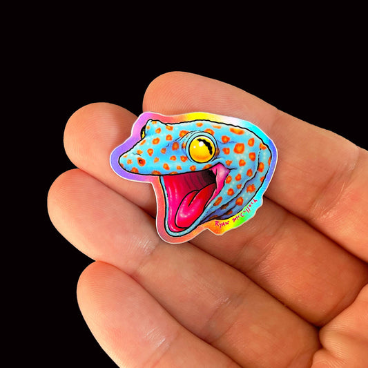 TINY HOLOGRAPHIC STICKER: Tokay Gecko