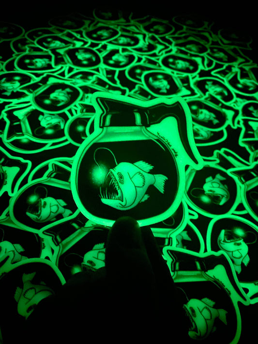 GLOW-IN-THE-DARK STICKER: Anglerfish Coffee Pot