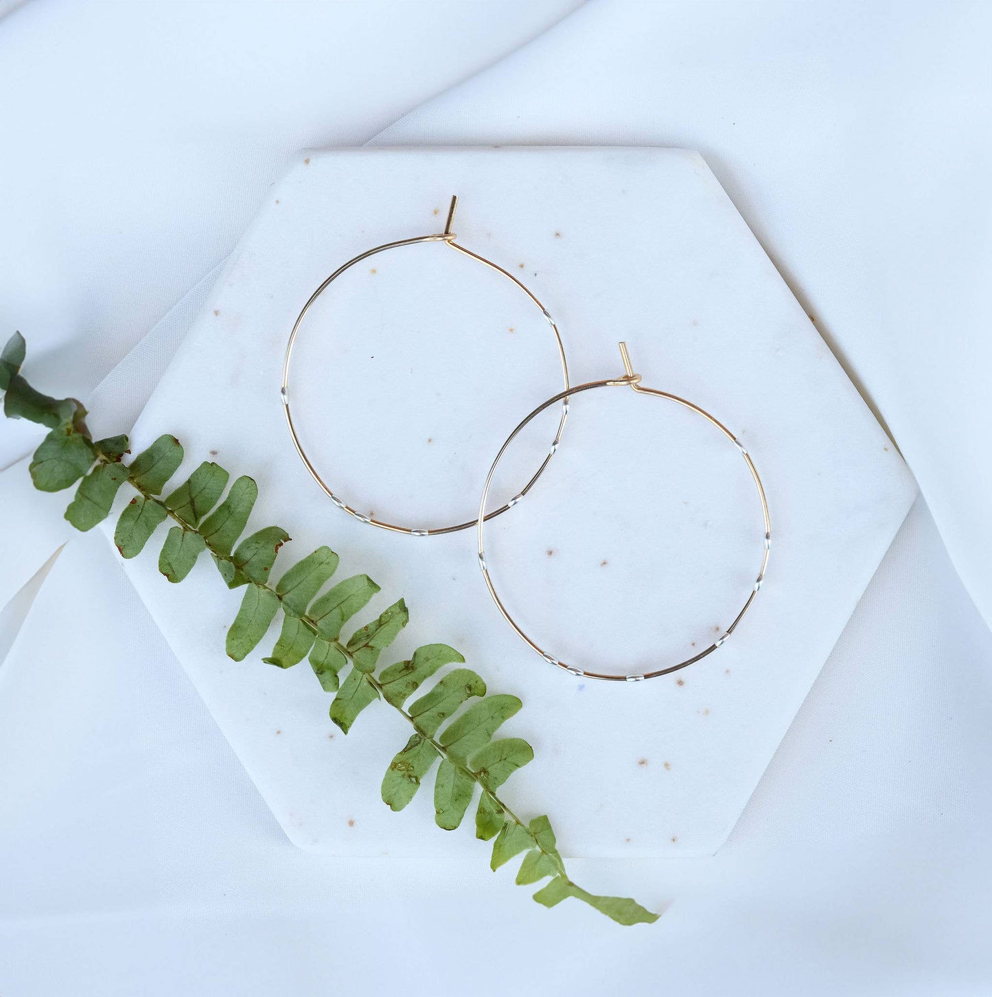 Cosmos Gold & Silver Dotted Circle Minimal Hoop Earrings