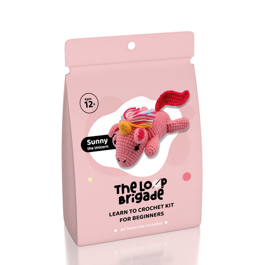 The LOOP Brigade: DIY Crochet Plush Toy Complete Kit For Beginners - Sunny the Unicorn