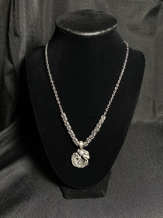 Stainless Steel Frog Ying and Yang Necklace