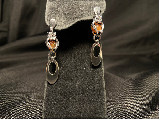 Carnelian Bead Drop Earrings