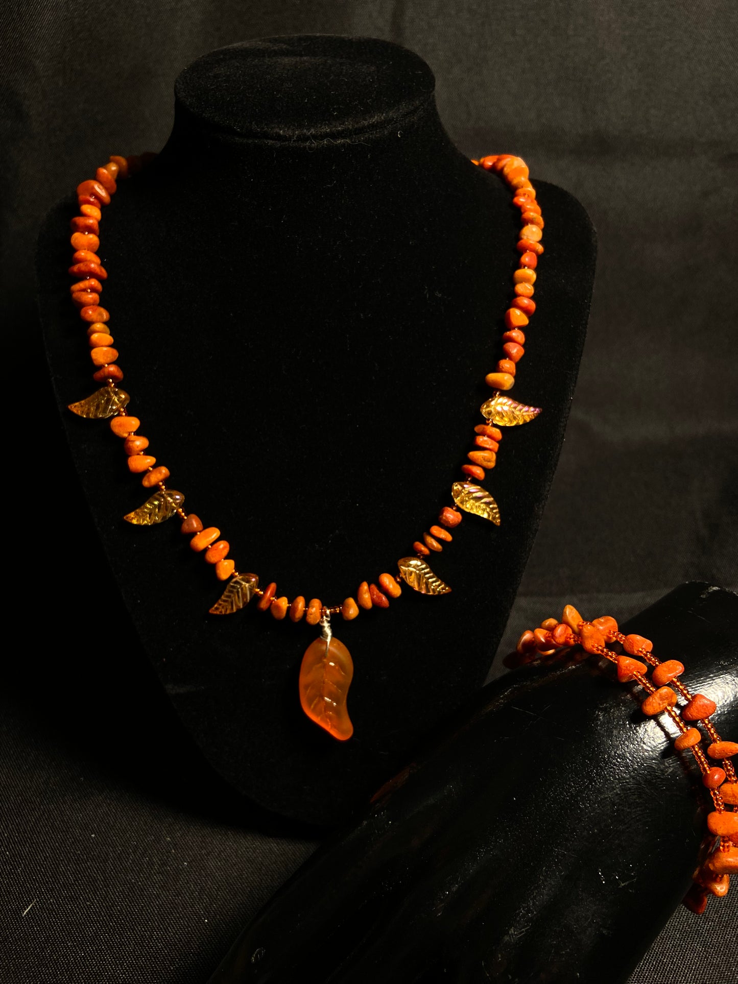 Fall Leaves Necklace and Bracelet Set