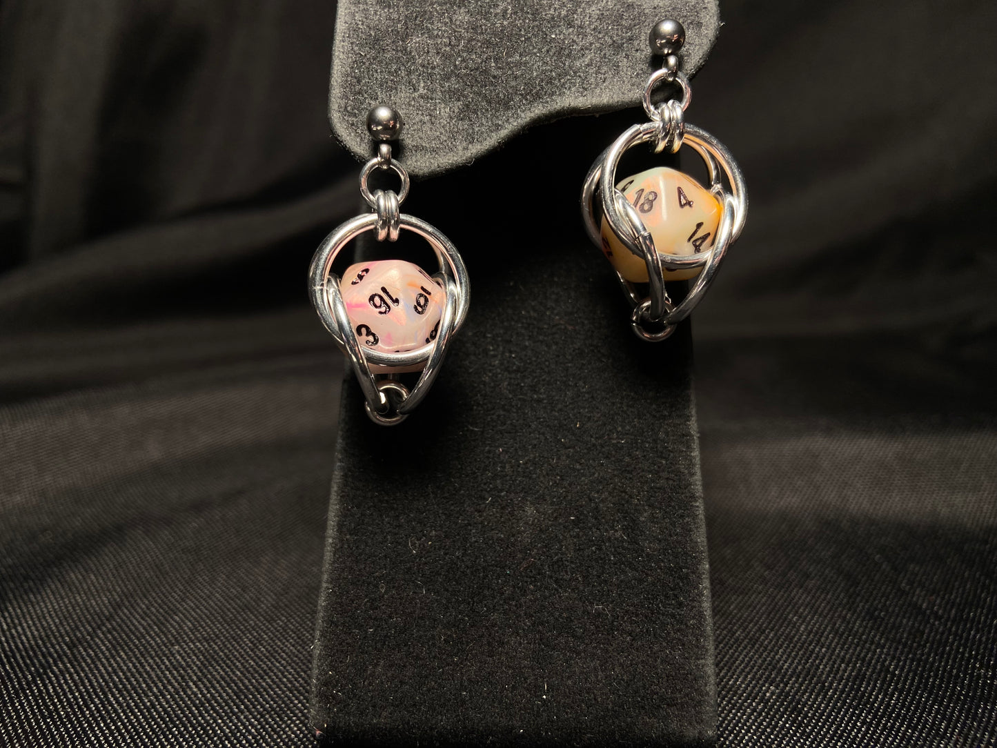 Captured D20 Dice Earrings