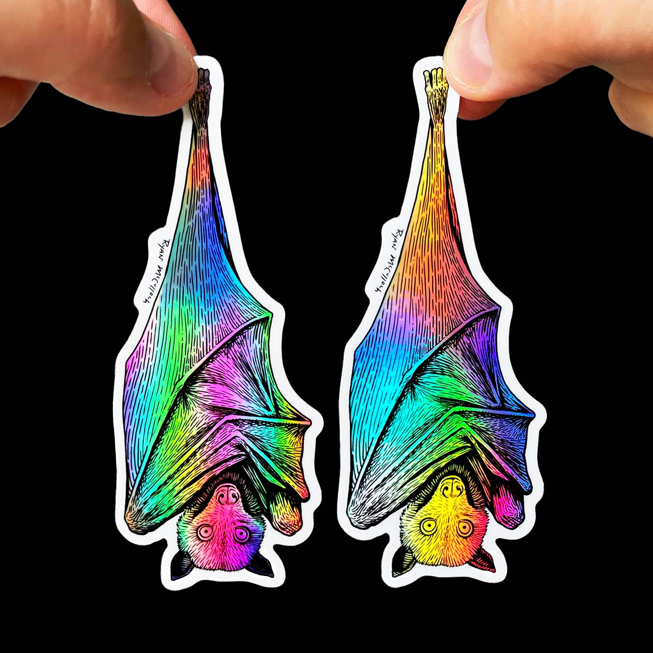 CLEAR OR HOLOGRAPHIC STICKER: Hanging Bats (Flying Fox)