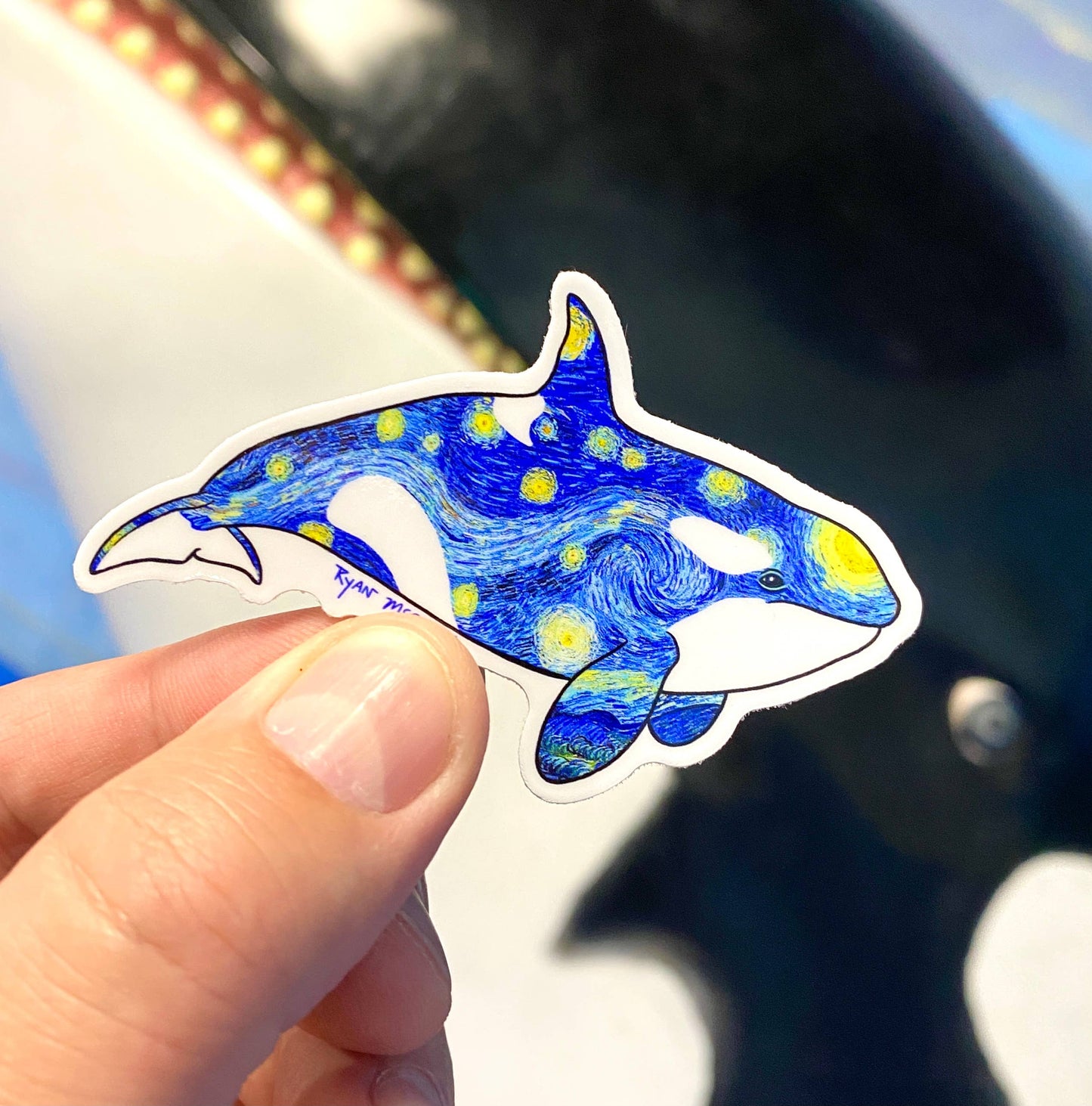 VINYL STICKER: Van Gogh's Starry Night Orca