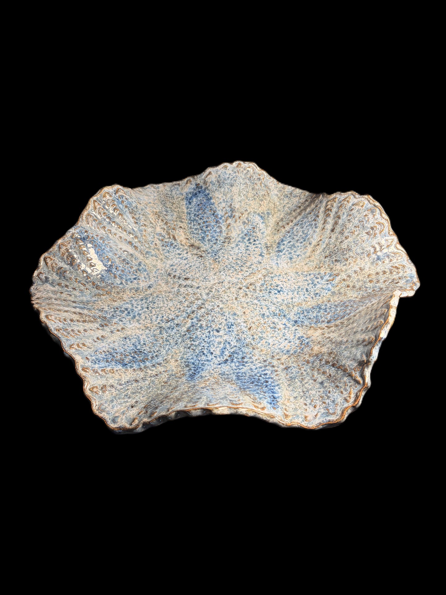 Blue Rippled Edge Doily Tray