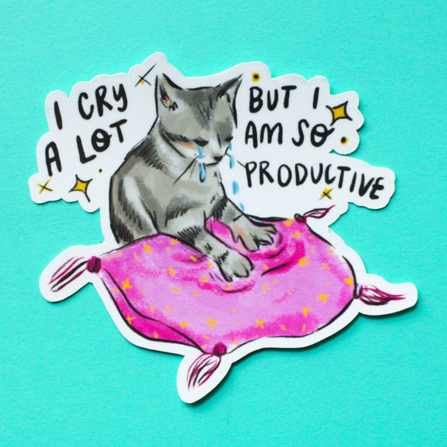 I Cry A Lot Cat Vinyl Sticker