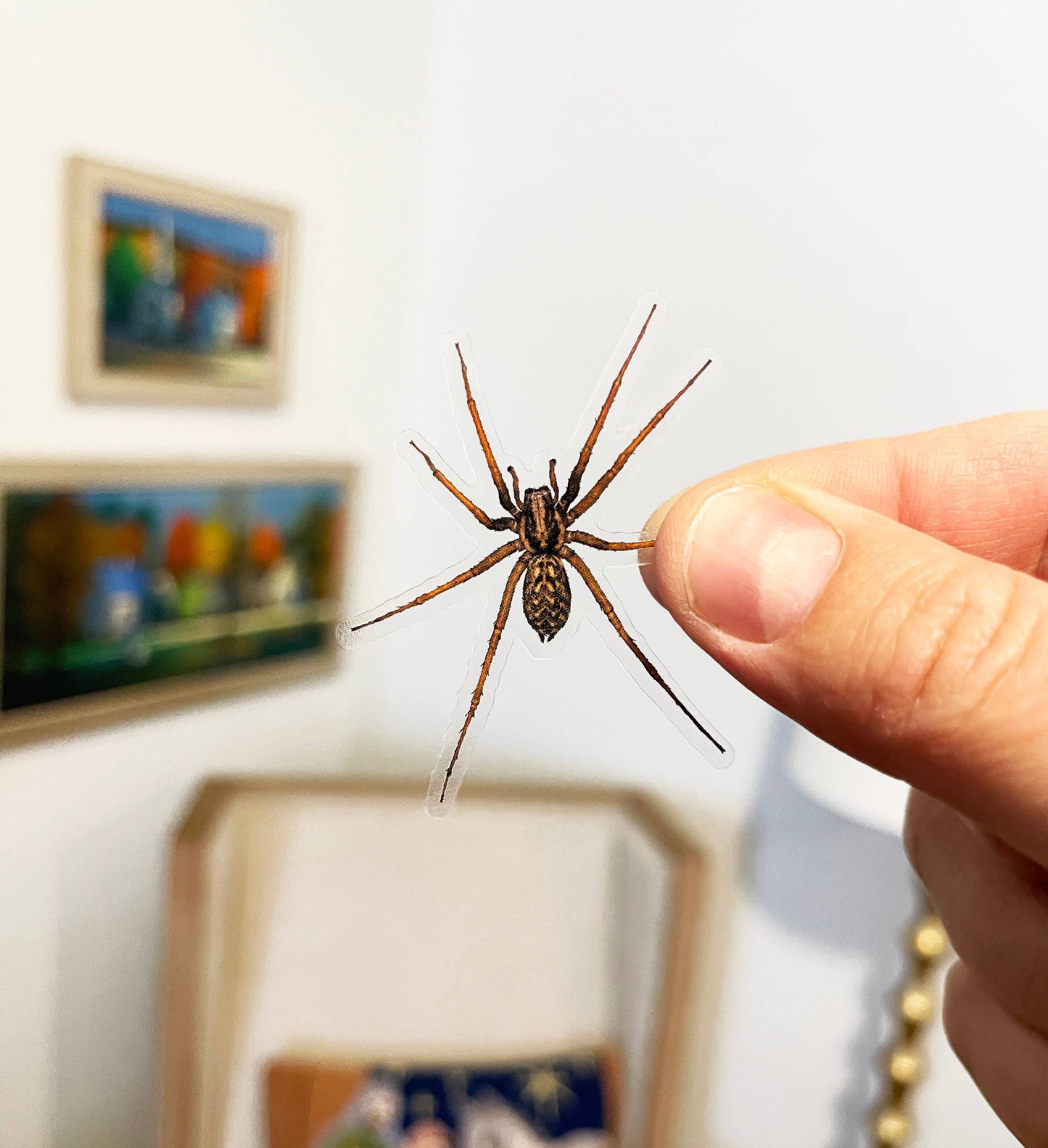 PRANK CLEAR STICKER: Spider (April Fools Practical Joke)