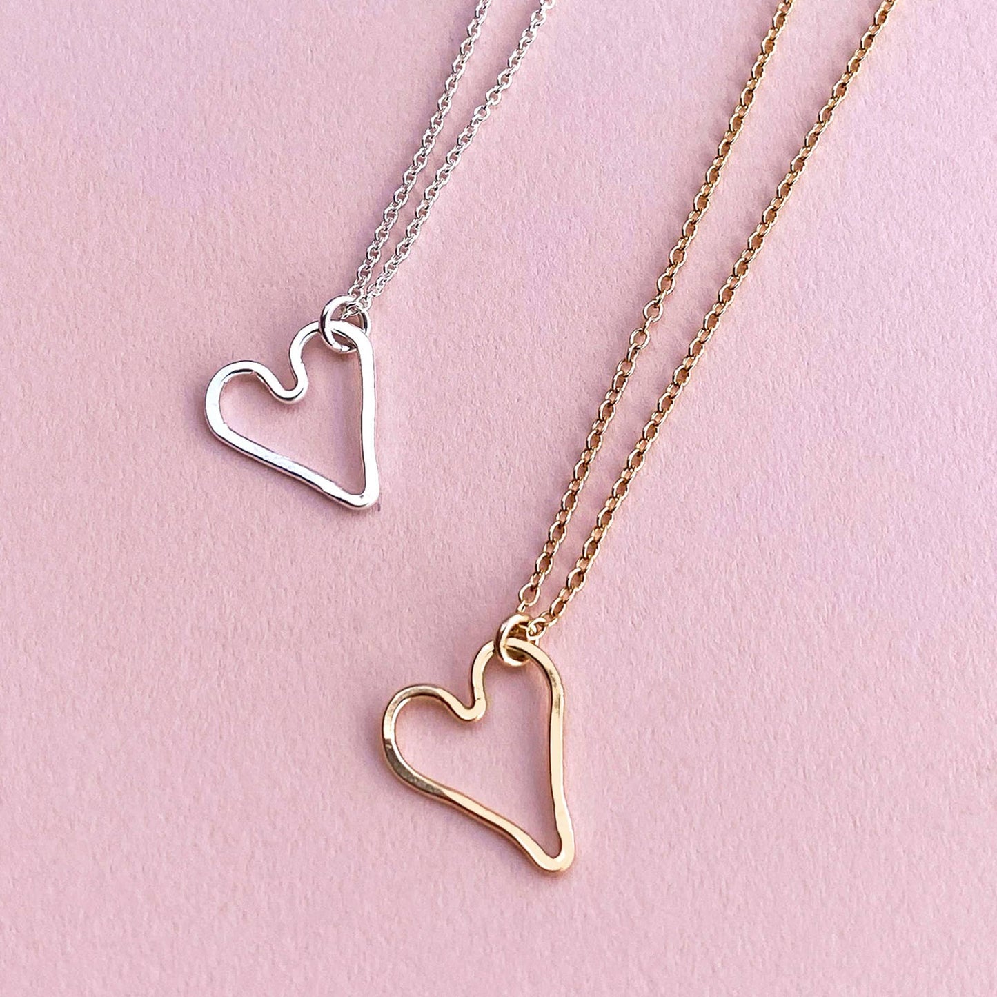 Small Modern Heart Necklace - gold filled or sterling silver