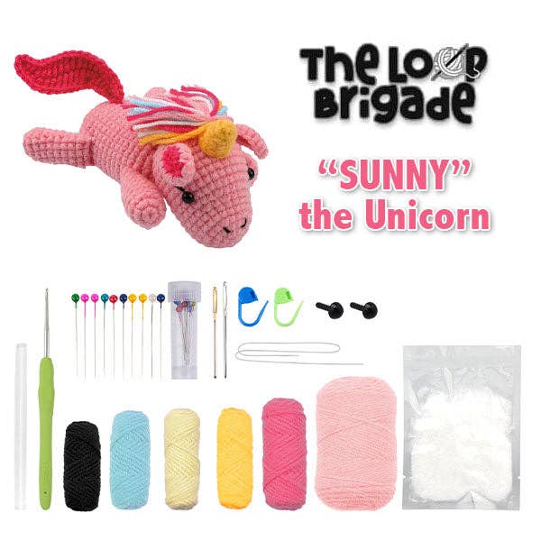 The LOOP Brigade: DIY Crochet Plush Toy Complete Kit For Beginners - Sunny the Unicorn