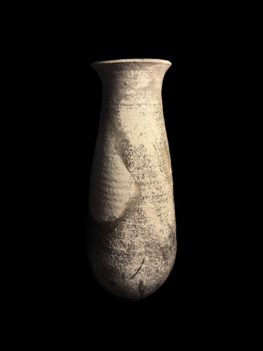 Tall Raku White and Gray Vase